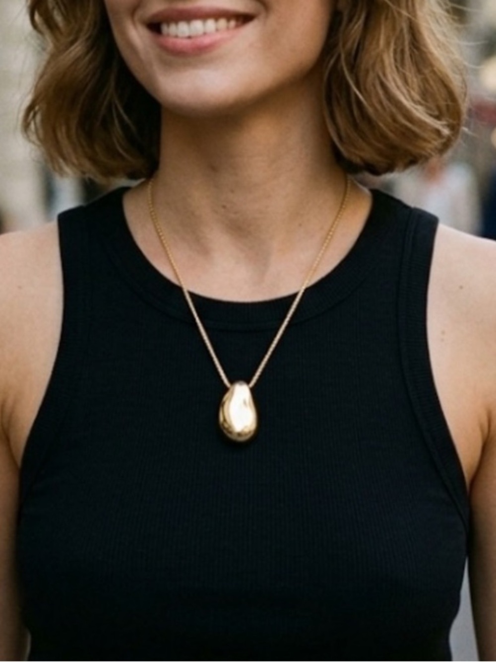 90’s minimalist Gold Teardrop Pendant Necklace - Women Jewelry